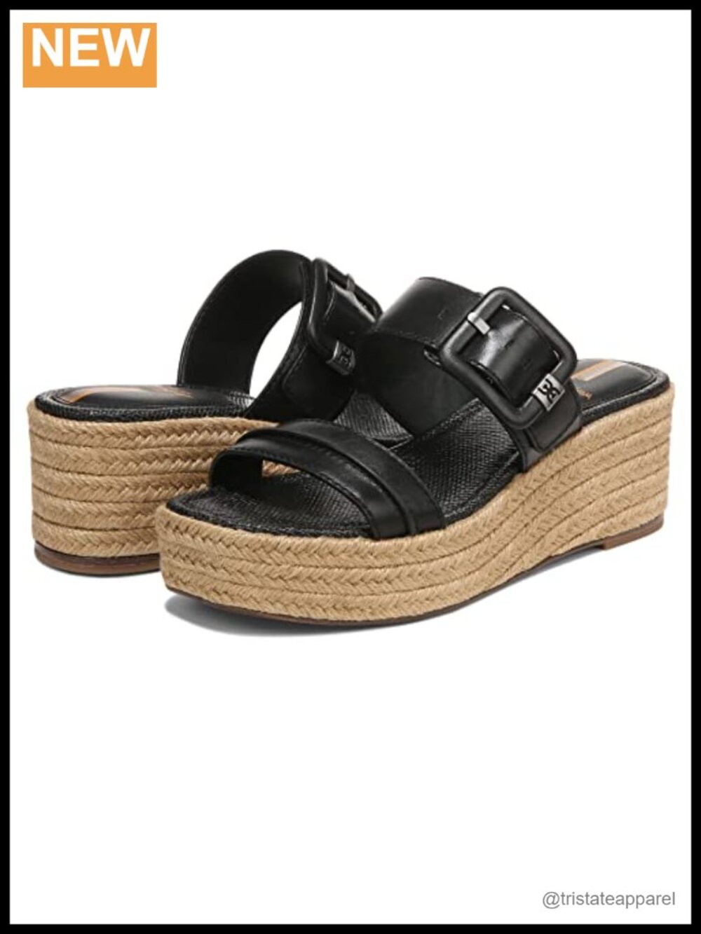Sam Edelman Carson Wedge Sandal Leather Slingback Open Toe Buckle
